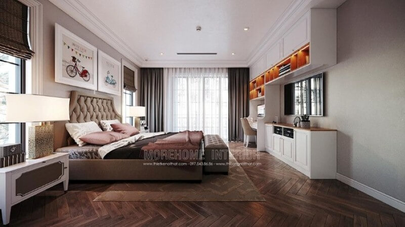 Giường ngủ bọc nệm phong cách đương đại đẹp, sang trọng cho phòng con gái. Thiết kế nội thất