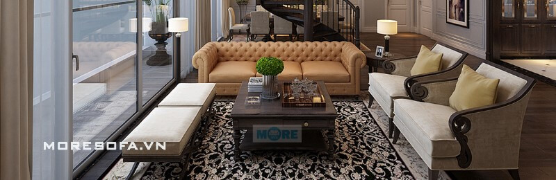 Phòng khách nổi bật hơn với Sofa tân cổ điển đẹp, đẳng cấp Mẫu nội thất biệt thự đẹp