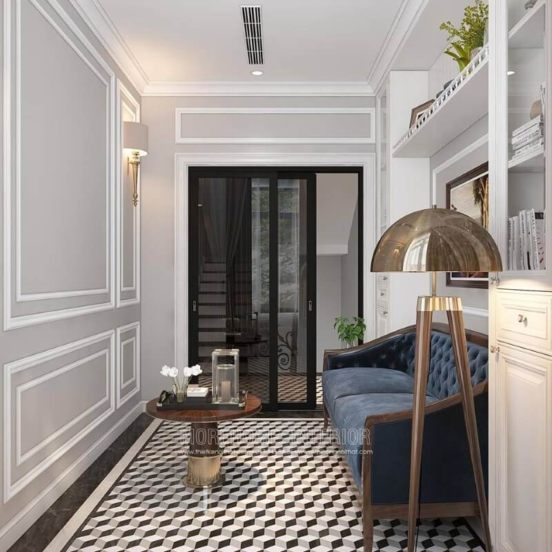 Bố trí phòng đọc sách đẹp, sang trọng nhưng vẫn mang lại cảm giác thư thái và độ tập trung tối đa cho chủ nhân. Thiết kế nội thất bệt thự Hà Nội